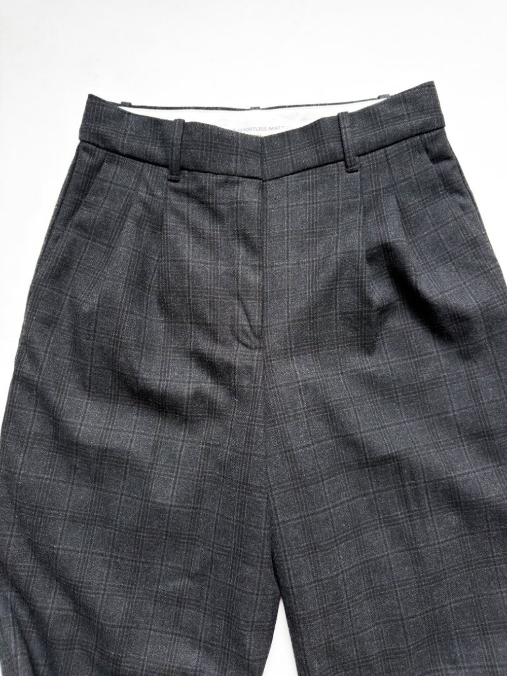 Aritzia The Effortless Pant (Re)fined Charcoal Grey Plaid Size 6 - Picture 2 of 7